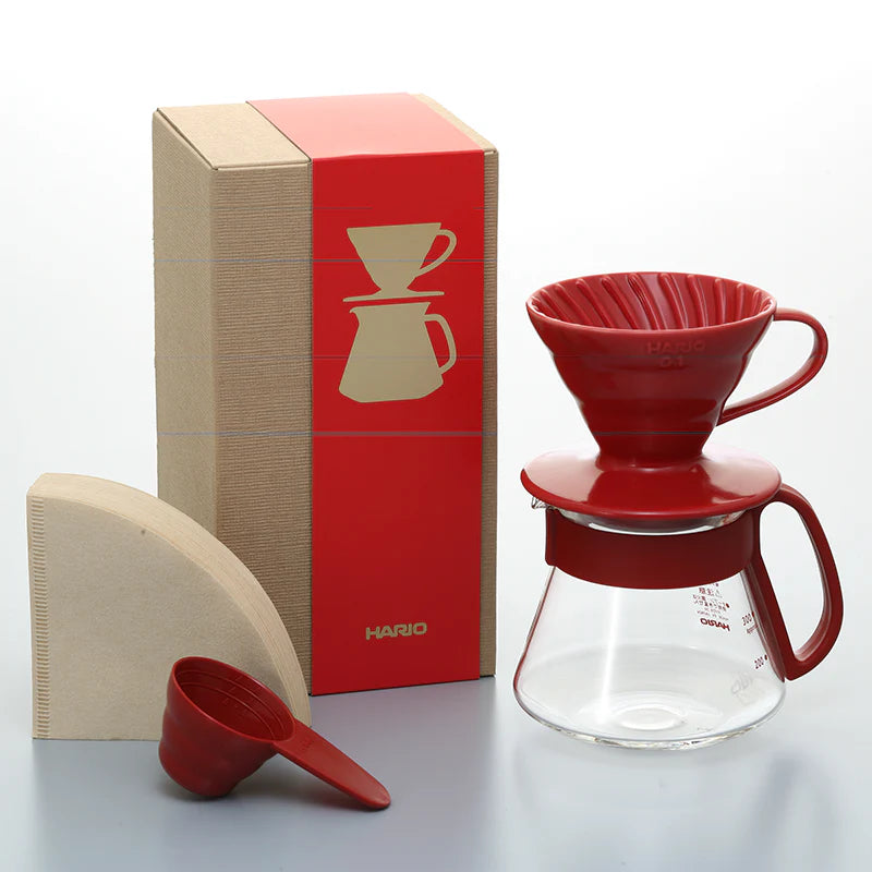 Hario V60 Color Dripper & Red Pot 01 - Ceramic